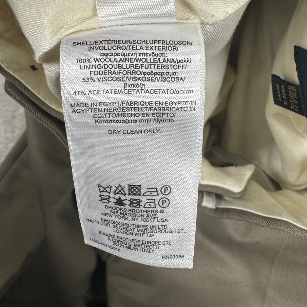 Brooks Brothers Dress Pants Mens 38x32 Olive Madison Fit Wool Trousers